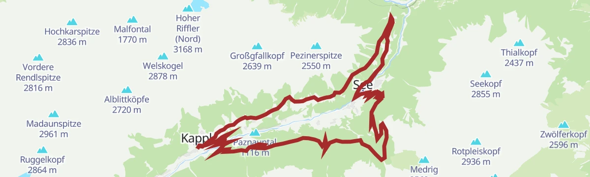 Route map: 7182 Vorderes Paznaun Runde